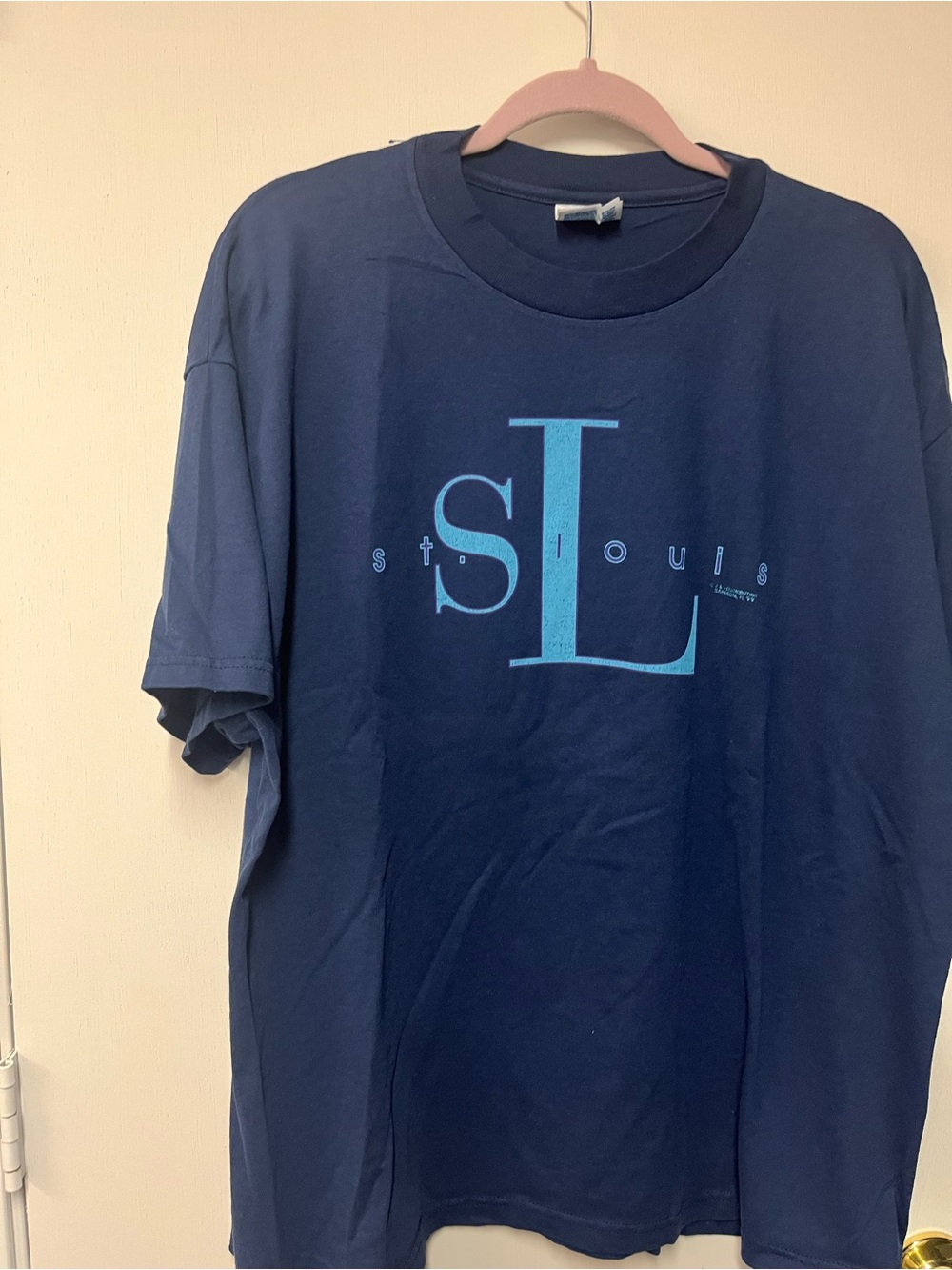 Vintage St. Louis Missouri Graphic T-Shirt Navy Blue Hanes Heavyweight XL